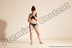 Underwear Martial art Woman White Moving poses Slim medium brown Dynamic poses Academic